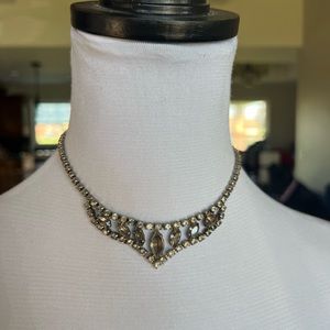 Vintage Dark Crystal Marquis Bib Style Necklace